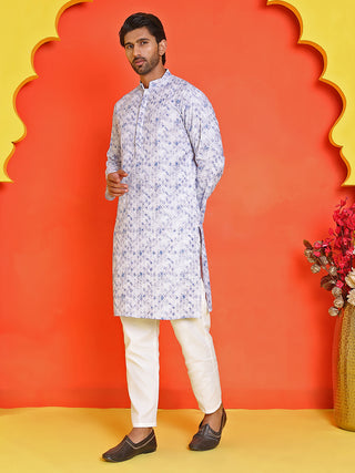 Sequin Embroidered Pure Cotton Kurta with Pyjamas