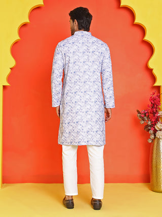 Sequin Embroidered Pure Cotton Kurta with Pyjamas