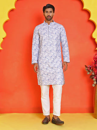 Sequin Embroidered Pure Cotton Kurta with Pyjamas