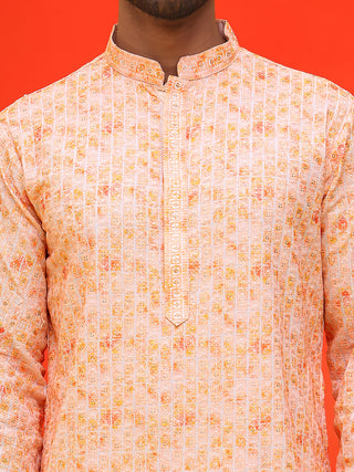 Sequin Embroidered Pure Cotton Kurta with Pyjamas