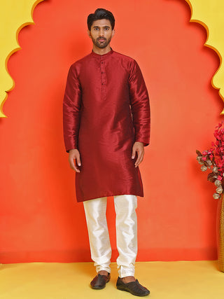 Solid Silk Kurta with Pyjamas