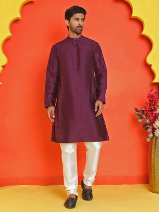 Solid Silk Kurta with Pyjamas
