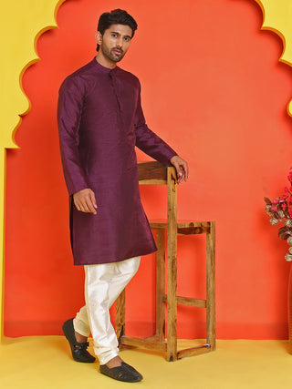 Solid Silk Kurta with Pyjamas
