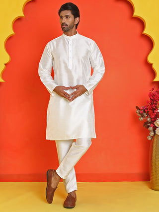 Solid Silk Kurta with Pyjamas