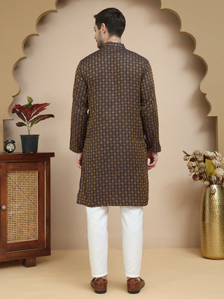 Jacquard Silk Straight Kurta Pyjama Set