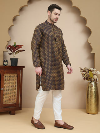 Jacquard Silk Straight Kurta Pyjama Set