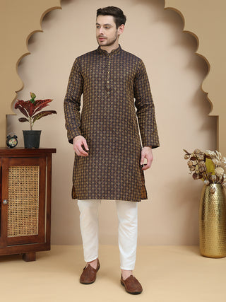 Jacquard Silk Straight Kurta Pyjama Set