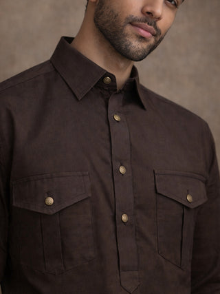 Men's Solid Pathani Kurta with Salwar