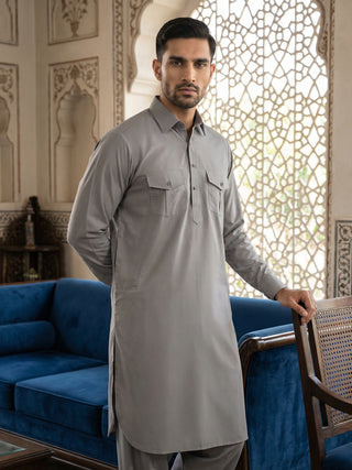 Men's Solid Pathani Kurta with Salwar