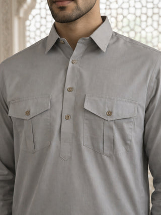 Men's Solid Pathani Kurta with Salwar