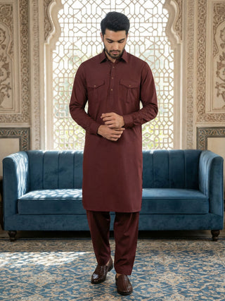 Men's Solid Pathani Kurta with Salwar