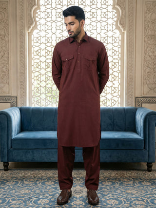 Men's Solid Pathani Kurta with Salwar