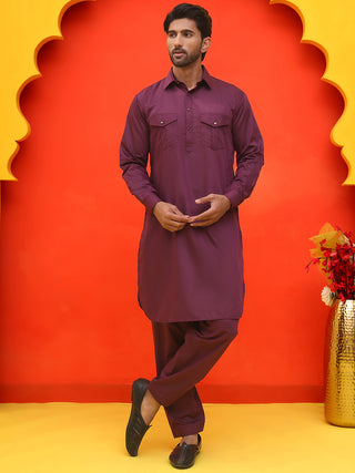 Men's Solid Pathani Kurta with Salwar
