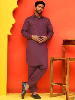 Men's Solid Pathani Kurta with Salwar