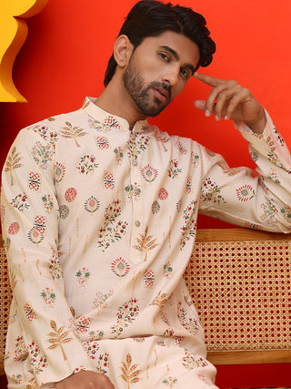 Printed Silk Blend Straight Kurta Set