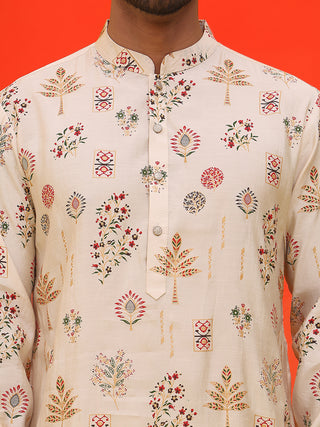 Printed Silk Blend Straight Kurta Set