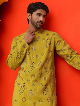 Printed Silk Blend Straight Kurta Set