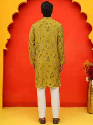 Printed Silk Blend Straight Kurta Set