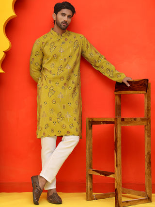 Printed Silk Blend Straight Kurta Set
