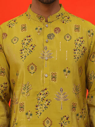 Printed Silk Blend Straight Kurta Set