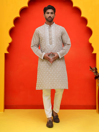 Embroidered Kurta Pyjama For Men
