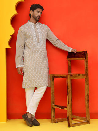 Embroidered Kurta Pyjama For Men