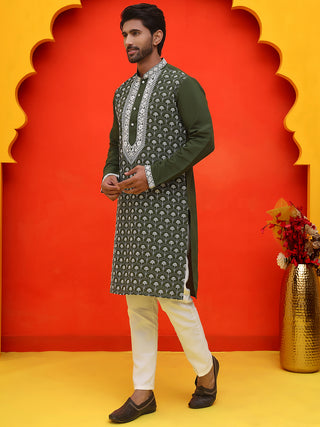 Embroidered Kurta Pyjama For Men