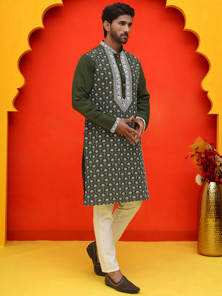 Embroidered Kurta Pyjama For Men