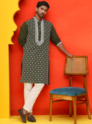Embroidered Kurta Pyjama For Men