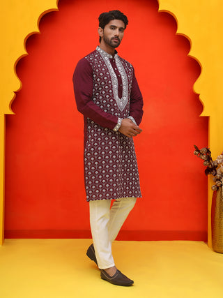 Embroidered Kurta Pyjama For Men