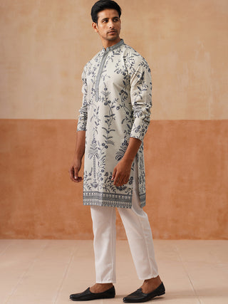 Chikankari Embroidered Kurta Pyjama For Men