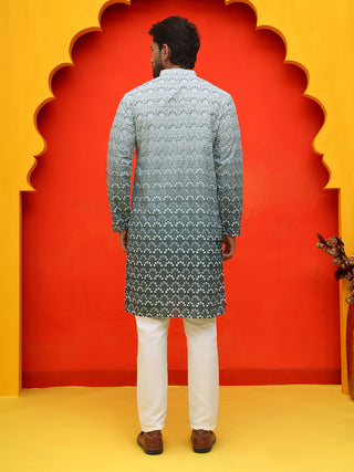 Ombre Printed & Embroidered Kurta Pyjama Set