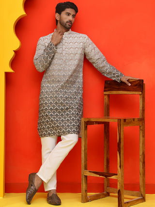 Ombre Printed & Embroidered Kurta Pyjama Set