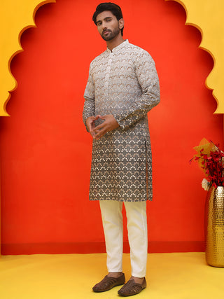 Ombre Printed & Embroidered Kurta Pyjama Set