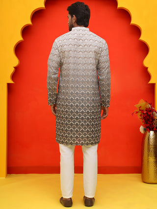Ombre Printed & Embroidered Kurta Pyjama Set