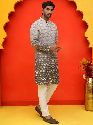 Ombre Printed & Embroidered Kurta Pyjama Set