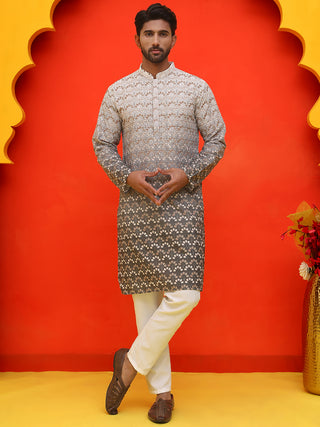 Ombre Printed & Embroidered Kurta Pyjama Set