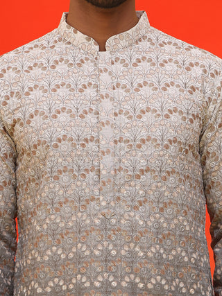 Ombre Printed & Embroidered Kurta Pyjama Set