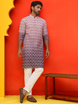 Ombre Printed & Embroidered Kurta Pyjama Set