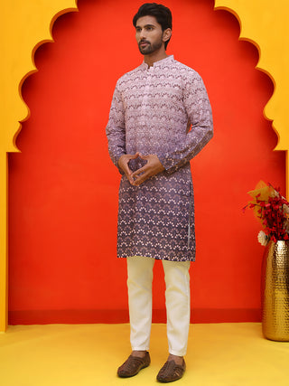 Ombre Printed & Embroidered Kurta Pyjama Set