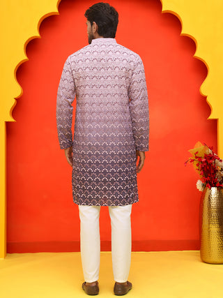 Ombre Printed & Embroidered Kurta Pyjama Set