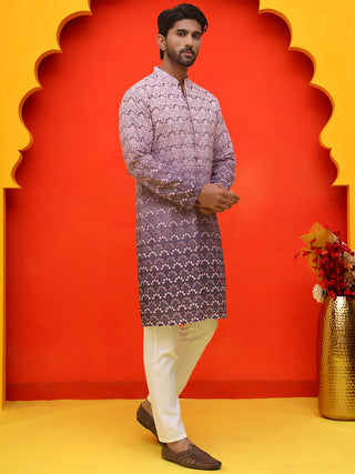 Ombre Printed & Embroidered Kurta Pyjama Set