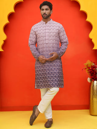 Ombre Printed & Embroidered Kurta Pyjama Set