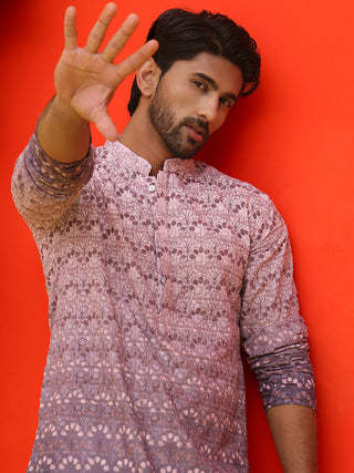 Ombre Printed & Embroidered Kurta Pyjama Set