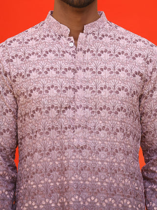 Ombre Printed & Embroidered Kurta Pyjama Set