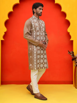 Embroidered Kurta Pyjama For Men