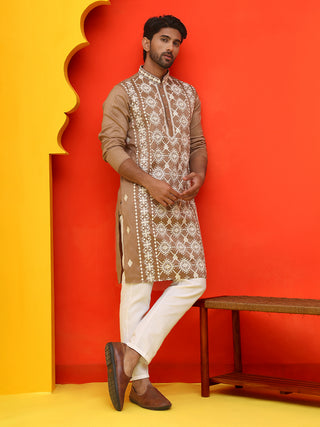 Embroidered Kurta Pyjama For Men