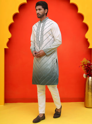 Ombre Printed & Embroidered Kurta Pyjama Set