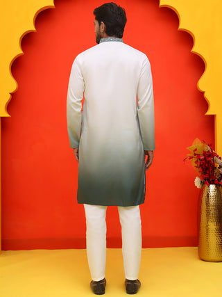 Ombre Printed & Embroidered Kurta Pyjama Set