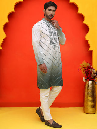 Ombre Printed & Embroidered Kurta Pyjama Set